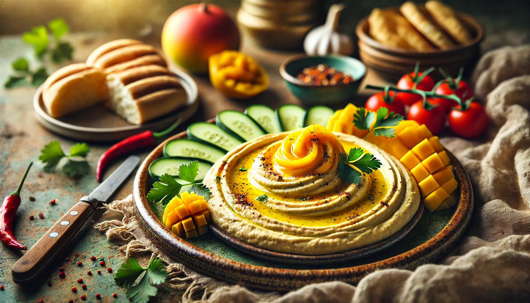 Hummus with creamy Mango