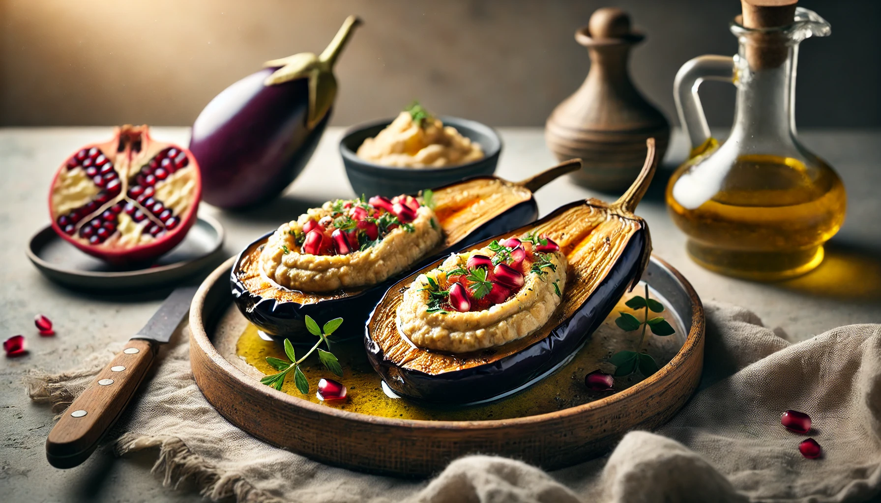 Gefüllte Auberginen mit Hummus